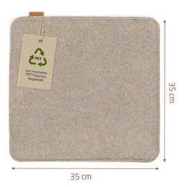 Miqio Design seat cushion rectangular made of felt with non-slip nubs, sustainable, made from recycled PET bottles, 35 x 35 cm, set of 2, washable chair cushions, non-slip, seat cover for bench and