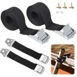 Ladder Safety Strap Tie Down – Heavy Duty Ladder Strap Leash with Anchor Plate and Stainless Steel Clip, Anti-Slip Pole Strap for Roof Work, Gutter Cleaning, Solar Install, Ceiling Rack Mount