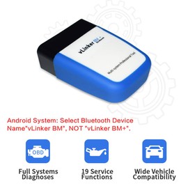 OBDII Bluetooth, TONWON Vgate vLinker BM+ OBD2 diagnosegerät OBD Adapter Kontrollieren Sie die Motorleuchte für Android, IOS und Windows (Bluetooth 4.0)