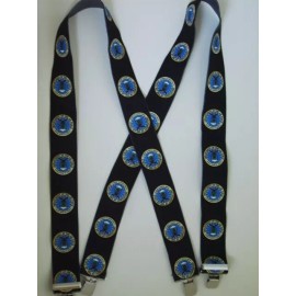 Mars Suspenders Men's X Style Suspenders AIRFORCE with 2 Pin Clip, Belt Loop Snaps, USA Made - 36" fits 4'6" to 5'0", 2", Jumbo Grips 1" x 1"
