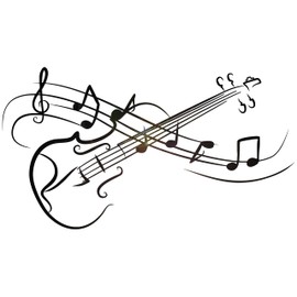 Vinyl Wall Decal Music Notes Violin Abstract Musical Instrument Stickers Mural Large Decor (g2644) Black