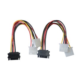 DeLOCK Power Cable SATA 15-Pin -> 2x Molex 4-Pin M/F 0.20 m (Pack of 2)
