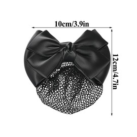 6 PCS Bowknot Hair Nets Professional Hair Bun Cover Non-slip Hairclips Bow Satin Ribbon Snood Net Elastic Mesh Hair Clip Bowknot Hairclip Hairnets for Nurse Bank Worker Air Hostess