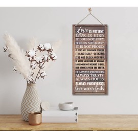 1 Corinthians 13:4-8 Inspirational Hanging Wood Decor Sign, Printed Wood Sign, Love is Patient, Love is Kind Quote, Hanging Bible Verses Wood Wall Sign, Rustic Home Decor Sign, Christian Gift