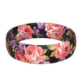 ThunderFit Silicone Wedding Bands for Women, Breathable Printed Design 5.5mm Wide 1.8mm Thick, 1-Pack