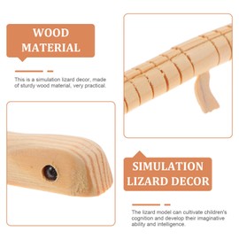 jojofuny 5pcs Wood Lizard Toy, Wooden Unfinished Lizard Model, Creative Wiggle Lizard Toy, Kids DIY Wood Lizard Plaything, Reptile Figurine Lizard Ornament DIY Wood Lizard Accessories Crawl