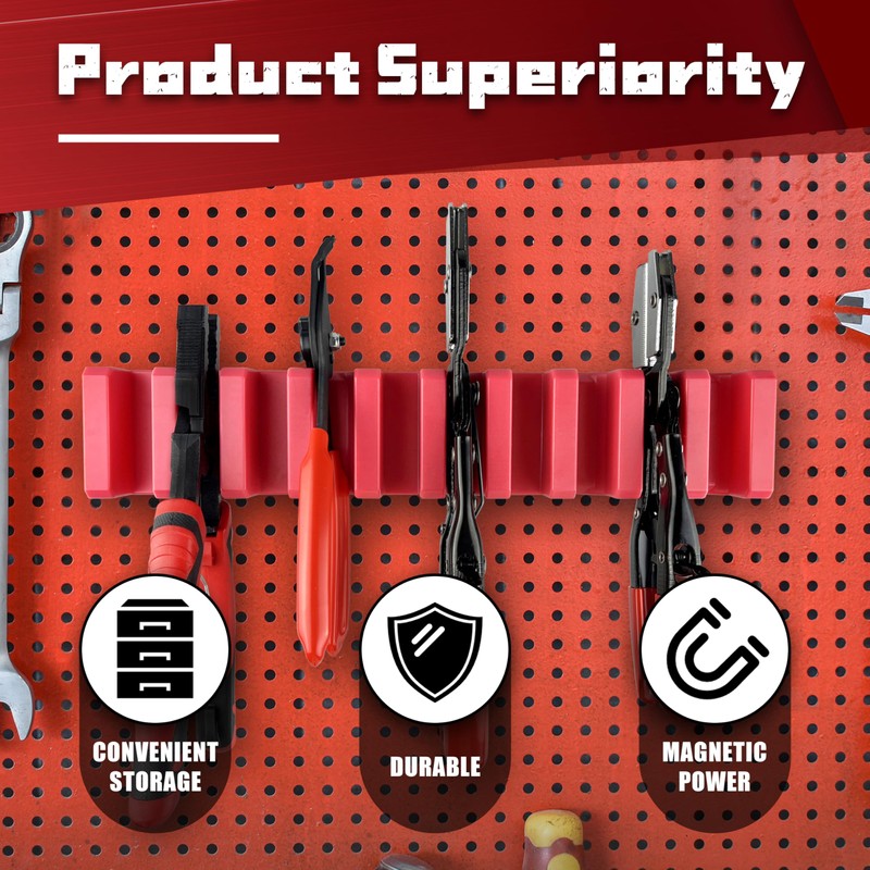 STXDY Magnetic Plier Holder,10-Slot Plier&Screwdriver Organizer Rack for Spring Loaded,