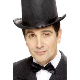 Smiffys Tales of Old England Satin Bow-Tie, Black with Elasticated Neck Strap, Historical Fancy Dress, Historical Dress Up Accessories