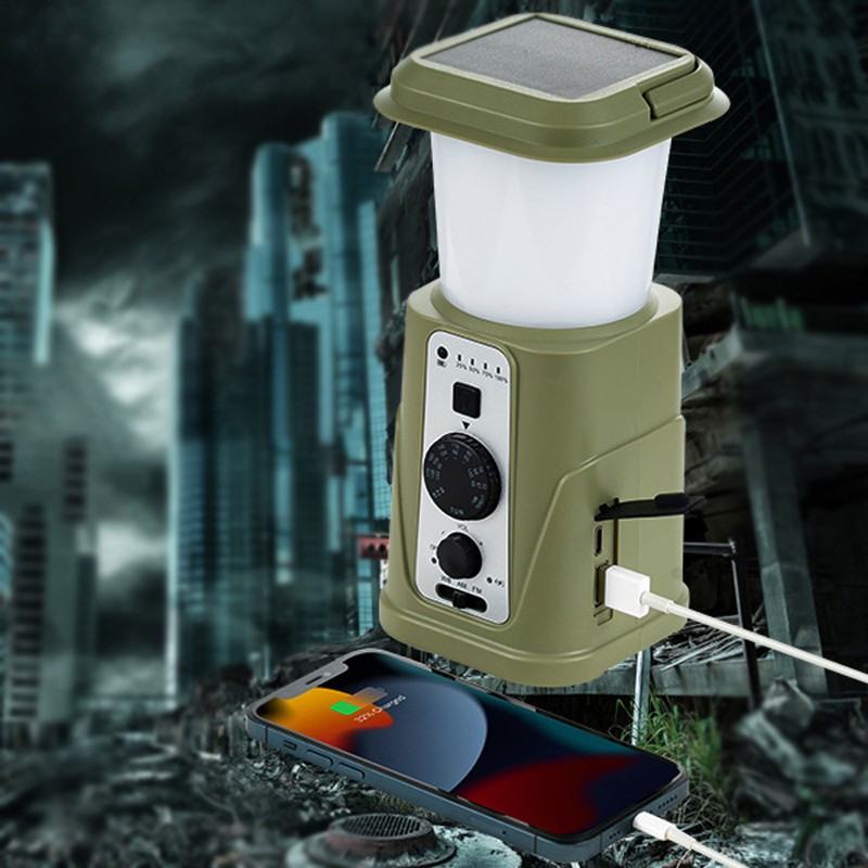Multifunctional Camping Light LED Campsite Lantern AM/FM/WB/NOAA Weather Radio Portable