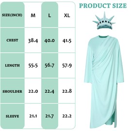 Jococs Statue of Liberty Costume Lady Liberty Costume Statue of Liberty Dress Statue of Liberty Crown Statue of Liberty hat Patriotic Costumes for Adults USA Costume 4th of July Outfits for Women (M)