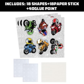 Motorcycle Racing Dessert Cupcake Toppers,Gold Glitter 18pcs Set Motorcycle Decor, Sport Theme Kids Boy Girl Happy Birthday Party Decoration