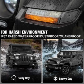 LitMiRaCle Sequential Flashing Turn Signal Lamp & Side Marker Light Set for Jeep Wrangler JL & Gladiator JT 2018 2019 2020 2021 2022 2023, Smoke Lens（Not Fit Sport）