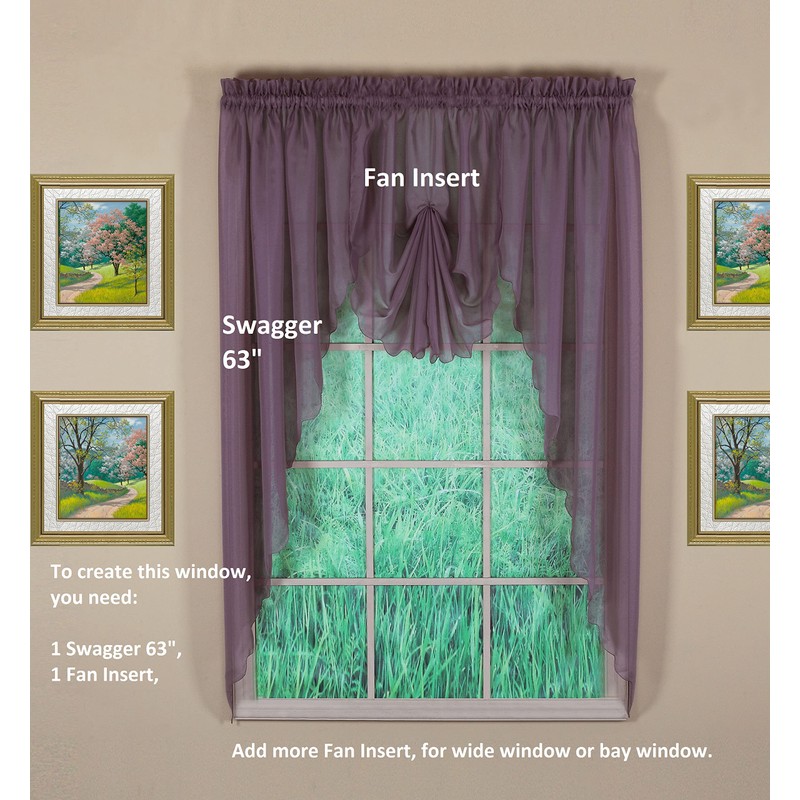 Today's Curtain Emelia Original Voile Fan Insert, Amethyst, 30" W
