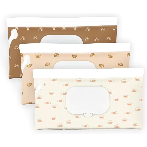 Baby Wipe Holder,Wipe Dispenser, 3-Pack Portable Refillable Wipe Container,Reusable Travel