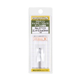PROXXON No. 27113 End Mill, 0.1 inch (3 mm), Blade Length: 0.6 inches (15 mm), Shaft Diameter 0.1 inch (3.0 mm)