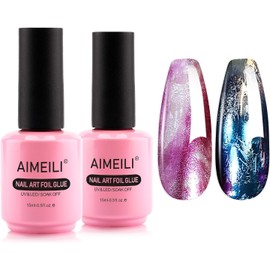 AIMEILI 2 x Nail Art Foil Glue Gel 15 ml Transfer Foil Nails Glue for Foils Nail Stickers Nail Art Foil Glue Gel Set
