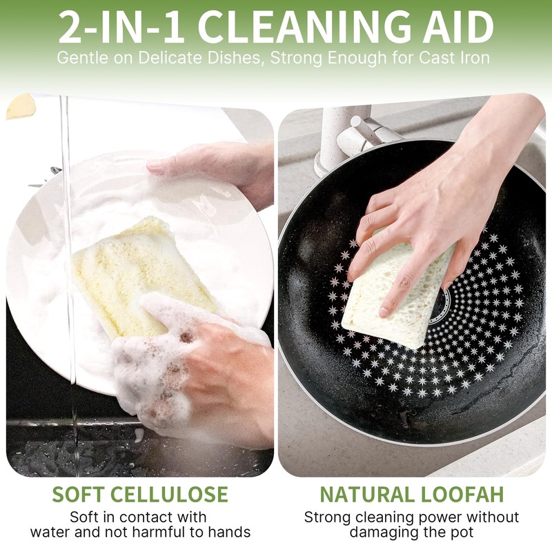 6 Pack Natural Loofah Sponges for Dishes, Loofah Kitchen Sponges