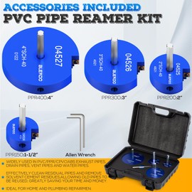 BLEKOO 4PCS PVC Pipe Reamer Kit - SCH40 Aluminum Deburring Tool Kit (1" to 4") | Dual-Blade Technology | Deburring Tool for PVC & ABS Pipes | Fits Standard 1/2" Drills