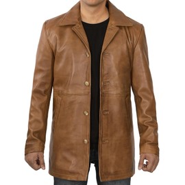 fjackets Leather Jackets for Men - Distressed Lambskin Mens Real Leather Jacket 3/4 Length Suprnatural Camel | [1501483] M