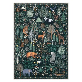 OJIA Jungle Print 9x12 Area Rugs for Living Room, Green Soft Bedroom Rug Washable Rugs 9x12, Modern Dining Room Rug Stain Resistant Ultra-Thin Floor Carpet for Playroom Kids Room Nursery