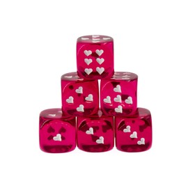 WeLoveDice - Fuchsia Cube with White Hearts - Made in Germany - Pack of 6