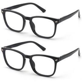 SKYOAK 2 Pack Square Vintage TR90 Reading Glasses for Women Men Blue Light Blocking Glasses Filter UV Anti Glare/Eyestrain Lightweight Readers (Black,1.5)