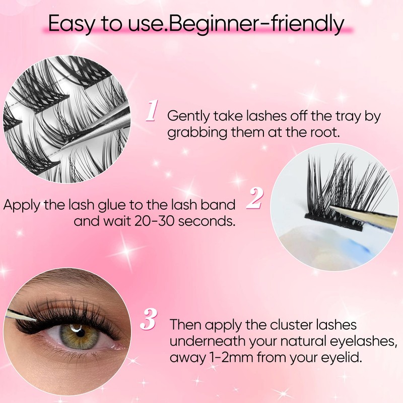 Lash Clusters 72 pcs Natural Cluster Lashes DIY Individual Eyelash