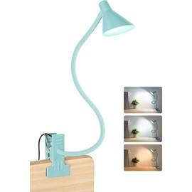 Desk Lamp Clip on Lamp for Bed Headboard Reading Light for Bed, 3 Color Modes 10 Dimmable Brightness, Book Light for Reading in Bed Flexible  Clip on Light Clamp Lamp for Bed Desk, Teal - Color: Teal