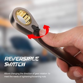 DISEN 12-Piece Reversible Ratcheting Wrench Set, Combination Wrench Set Metric 8-19MM, 72-Tooth, CR-V Steel, Nickel Plating, Crank Design with Organizer Rack