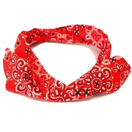 Ha-413-12 Happy Hat, Hair Band, Wire-Lined Ribbon Headband, Easy to Apply, Paisley Pattern, Plain, 12 Red Paisley Patterns