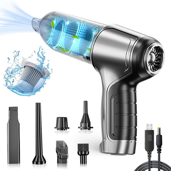 Handheld Vacuum Cleaner Cordless, Car Vacuum Cleaner 10000Pa Powerful, Rechargeable Mini Hand Held Vacuum, 3 in 1 Cordless Portable Vacuum with Strong Suction for Car, Pet Hair (Silver Grey)