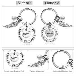 Bazasa Mum Gift Key Ring Angel without Wings is called Mama, pass auf dich auf! Keyring Women for Birthday, Mother's Day, Valentine's Day, Guardian Angel Pendant, Birthday Gift, Keyring Mum Dad Gift