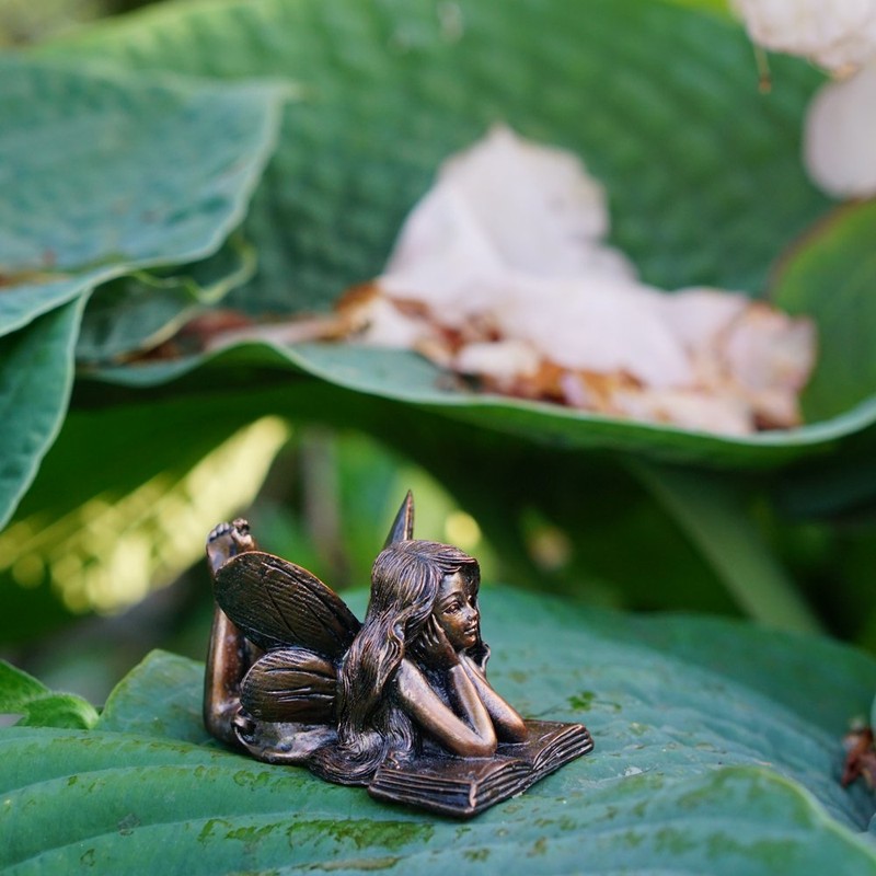 Top Collection 4386 Miniature Garden & Terrarium Fairy Reading Statue,