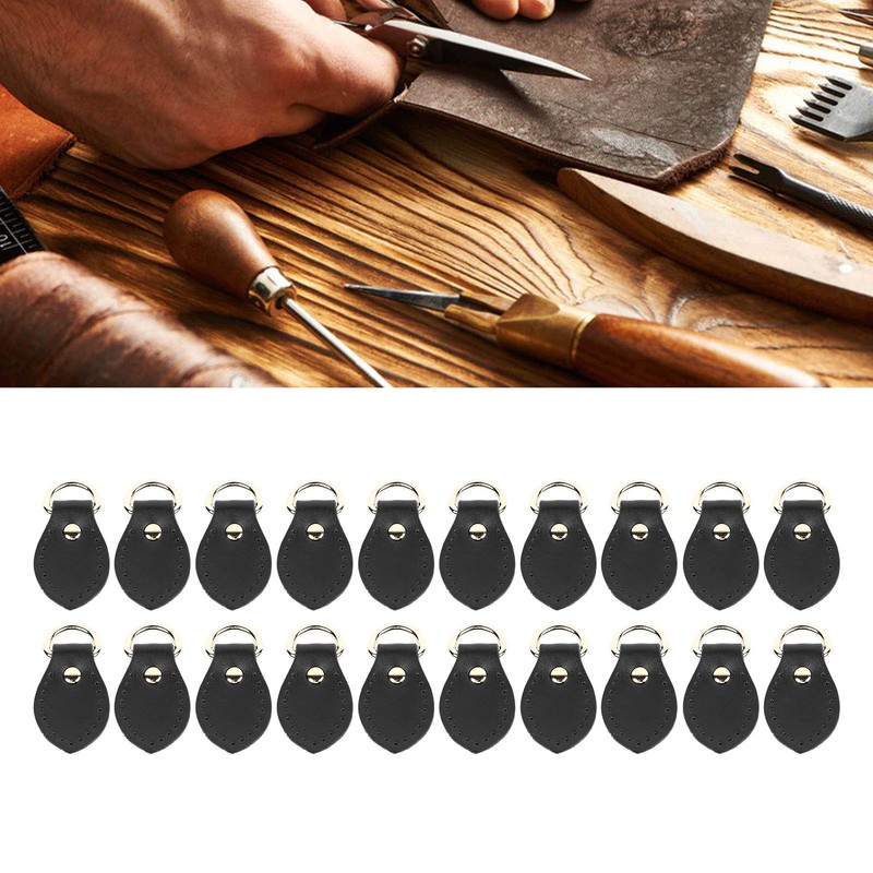 20 Sets Leather D Rings for Purse Genuine Leather D