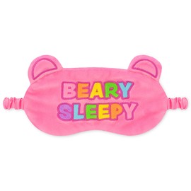 iscream Bella Brights Satin-Lined Embroidered Fleece Sleep Mask for Girls - Beary Sleepy