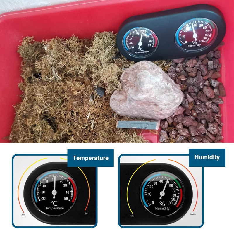 OTOTEC Reptile Thermometer Hygrometer 2 in 1 Mini Round Shape