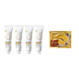 Kit 4 Cremas De Manos Extracto De Arroz+ 1 Par de Mascarilla de colageno para ojos con base de Oro, Aclara Regenera Antiedad Despigmentante, 4 Unidade