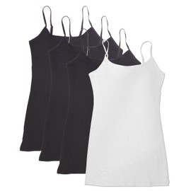 4 Pack Active Basic Women's Basic Tank Top (S-Bk/Bk/Bk/Wh)