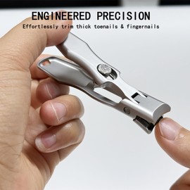 German Stainless Steel Nail & Toenail Clippers for Thick Nails - Heavy Duty Wide Jaw,Safety Lock,Anti-Splash Design for Seniors,Travel (Silver)
