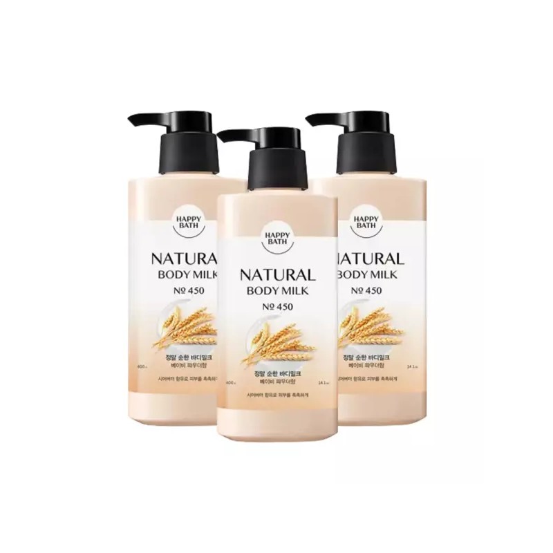 Happy Bath 해피바스 정말 순한 바디밀크 400ml 3개 Happy Bath