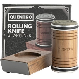 Rolling Knife Sharpener Kit – Premium Walnut Wood – 15° & 20° Multi-Angle Magnetic Sharpener with Diamond Coated & Ceramic Honing Discs – Professional Knife Sharpening Tool for Kitchen, Chef & Home