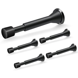 Door Stop, 5 Pcs Adjustable Spring Door Stopper with 3 to 4.7", Wall Mounted Spring Doorstop for Bottom of Door (Black)