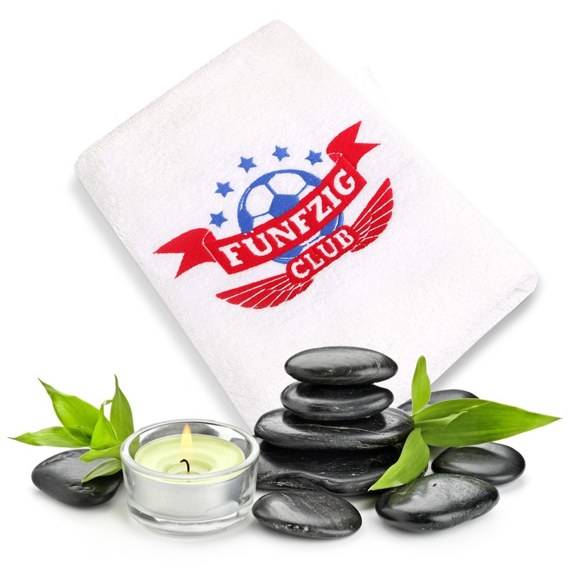 Abc Casa 50th Birthday Gift Towel with Embroidered Football Logo