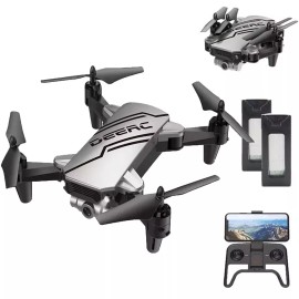 DEERC D20 Silver Mini Drone with 720P HD FPV Camera 2Batteries Headless Kid Gift