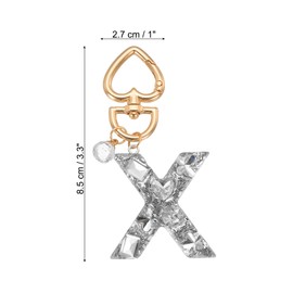 PATIKIL Alphabet Initial Letter Keychain, Cute Heart Crystal Keychains Car Keyring Letter X Pendant Charm Key Chain for Key Wallet Purse Handbag Backpack, Silver