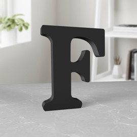 Aruatu 6 Inch Black Wood Letters Unfinished Wood Letters for Wall Decor Decorative Standing Letters Slices Sign Board Decoration for Craft Home Party Projects (F)