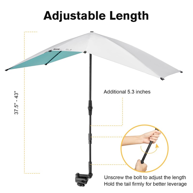 G4Free Double Chair Umbrella for 2 People with Adjustable Clamp,