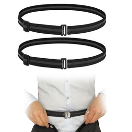 SwirlColor Men's Shirt Holder, Non-Slip Adjustable Shirt Stay Belt, Elastic Tuck Belt for Neat Look for Business, Office, Wedding, Pack of 2, black