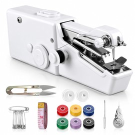 Nähmaschine,Handnähmaschine,Tragbare Mini Elektrische Nähmaschine mit Nähzubehör, für Anfänger, Einfach Bedienbar für Leder, Stoffe, Kleidung & Heimtextilien (Weiße)