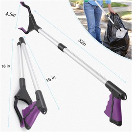 2025 Upgraded 2-Pack Reacher Grabber Pickup Tool, 32" Long Grabber Reacher Tool, Trash Picker Grabber for Elderly Grab It Reaching Tool, Garbage Picker Upper Grabber, Litter Pick Up Grab Tool